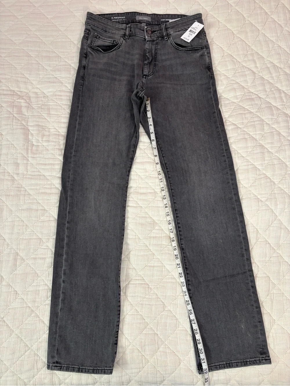 NWT DL1961 Men Avery Modern Straight Leg Jeans In Dark Grey Wash Sz 31x34